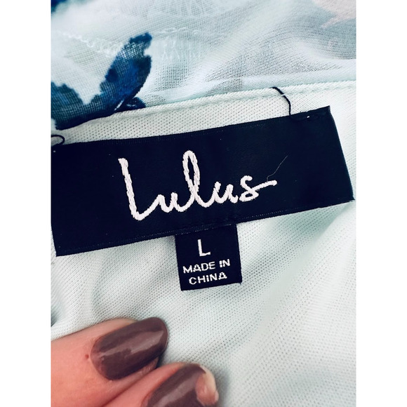 Lulus Sammi Light Blue Floral Print Ruffled Surplice Maxi Dress Size Large NEW - Picture 8 of 12